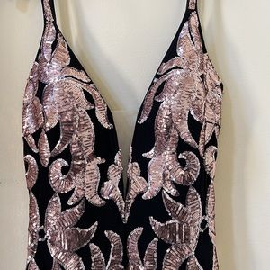 JOVANI size 10 Prom dress. Black with pink sequin pattern.